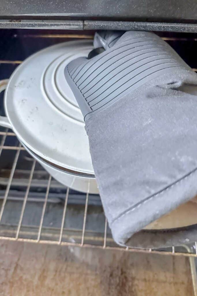 take lid off of the dutch oven for final 10 minutes, for 60 minutes total