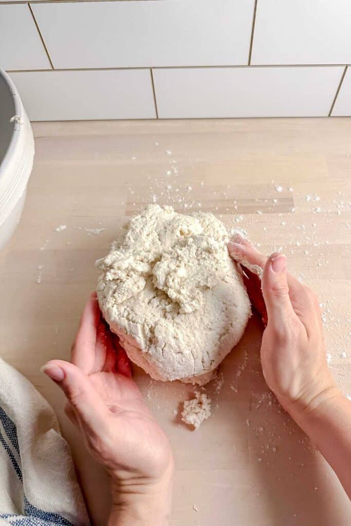 gluten free sourdough dough on counter