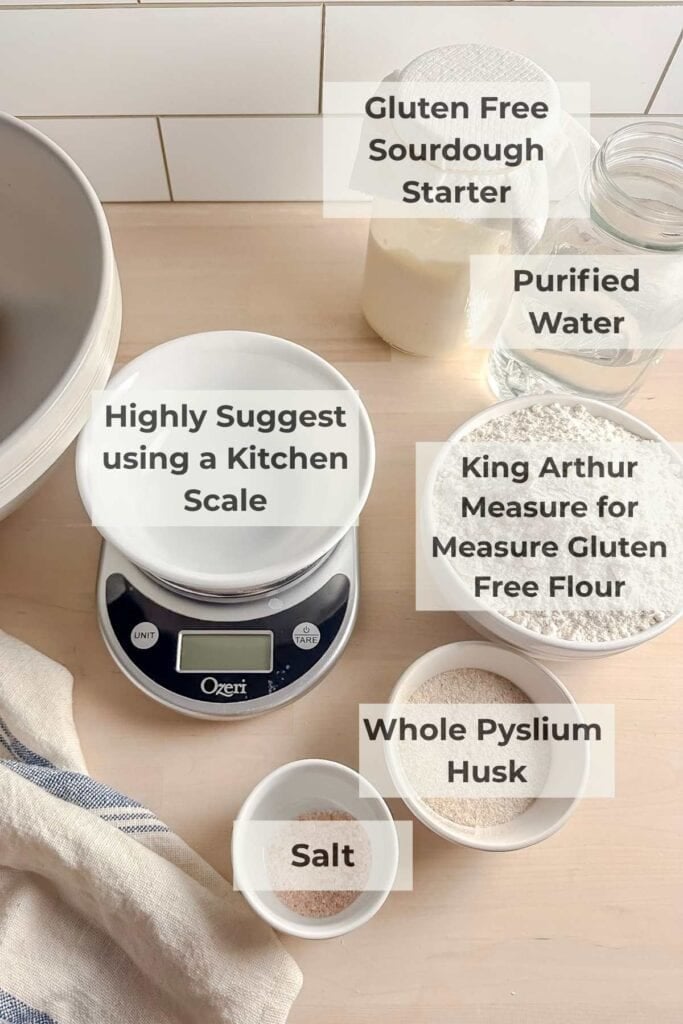 ingredients for gluten free sourdough bread recipe