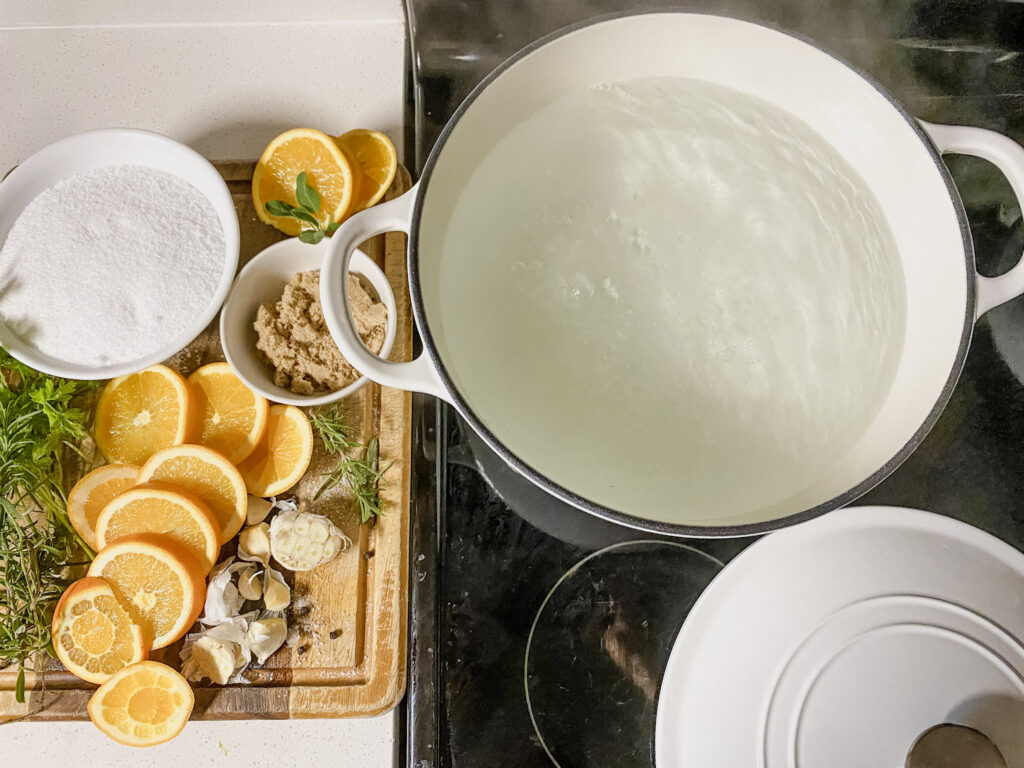 large stock pot full of water on the stove top