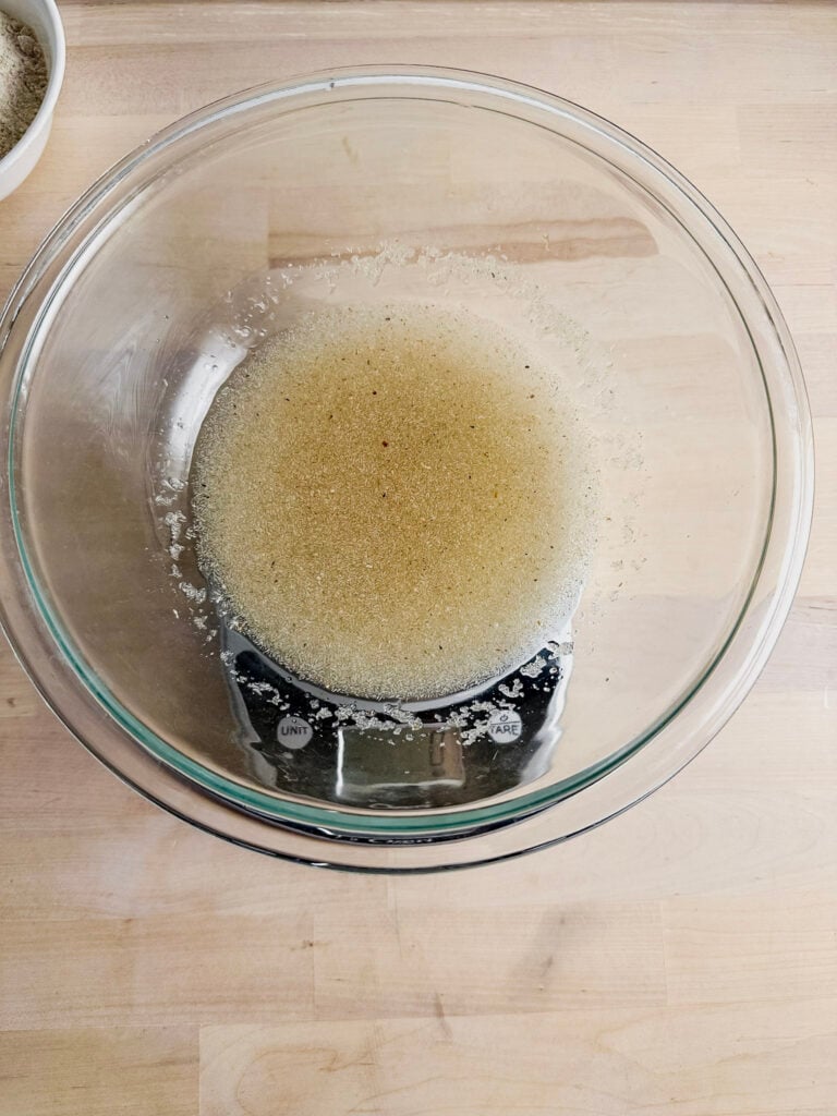 clear glass bowl with psyllium husk gel 