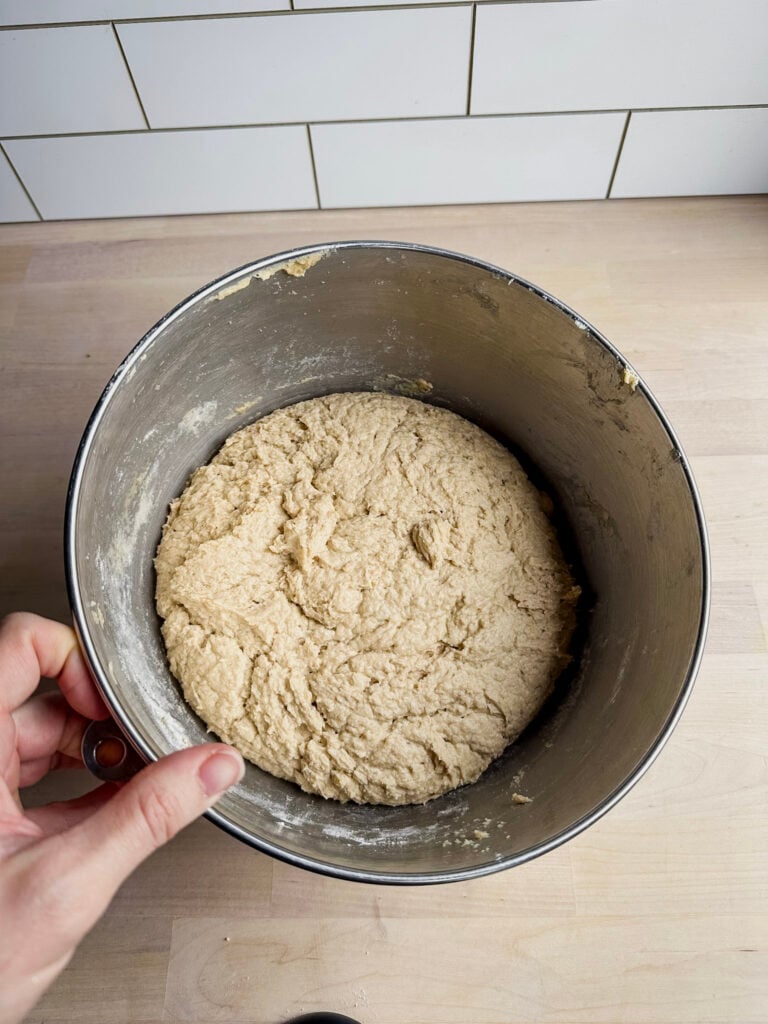 proofed dough after rising all night