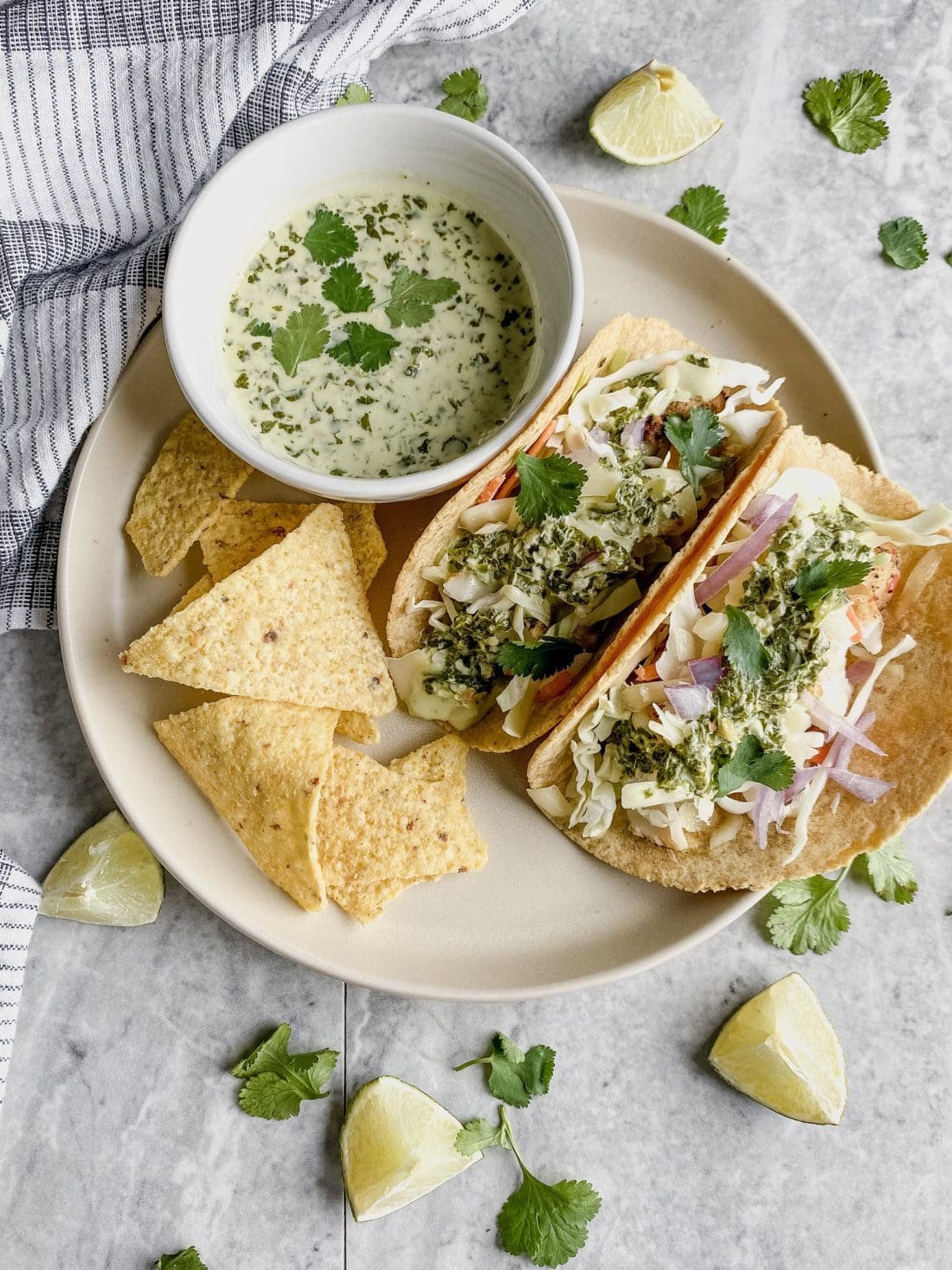 Fried Gluten Free Fish Tacos with Cilantro Lime Crema Sauce Joanna Overly