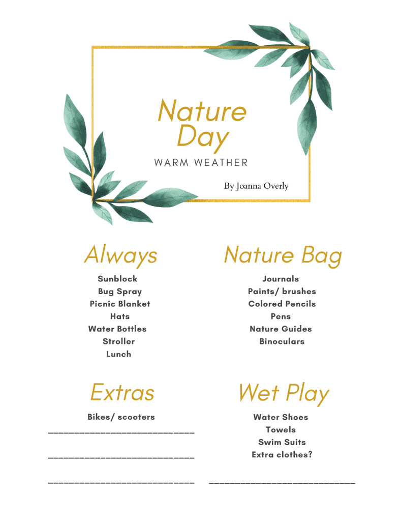 Warm weather nature day free printable