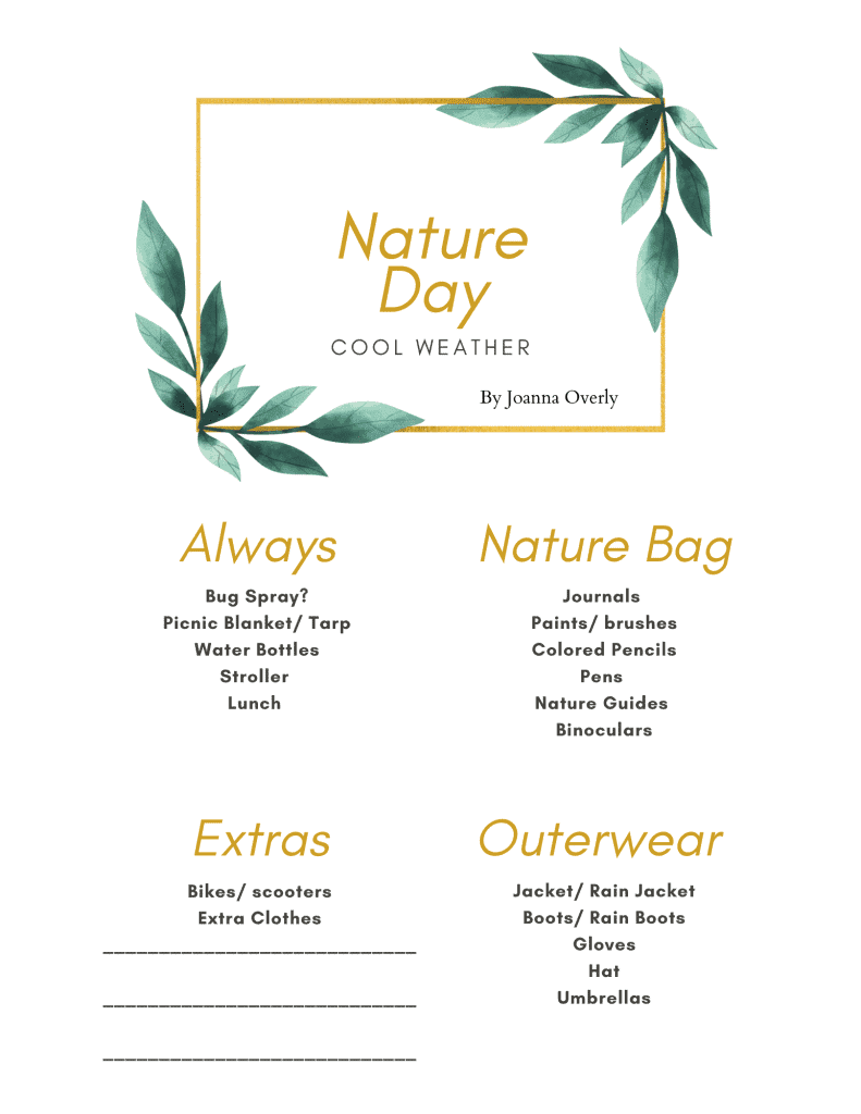 Cool weather nature day free printable