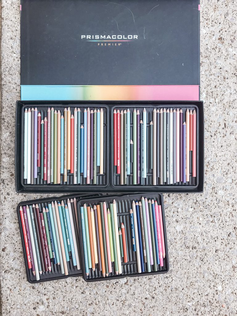 prismacolor colored pencils on sidewalk