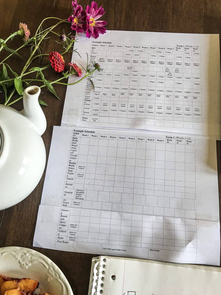 term schedule for AO with flowers and white tea pot