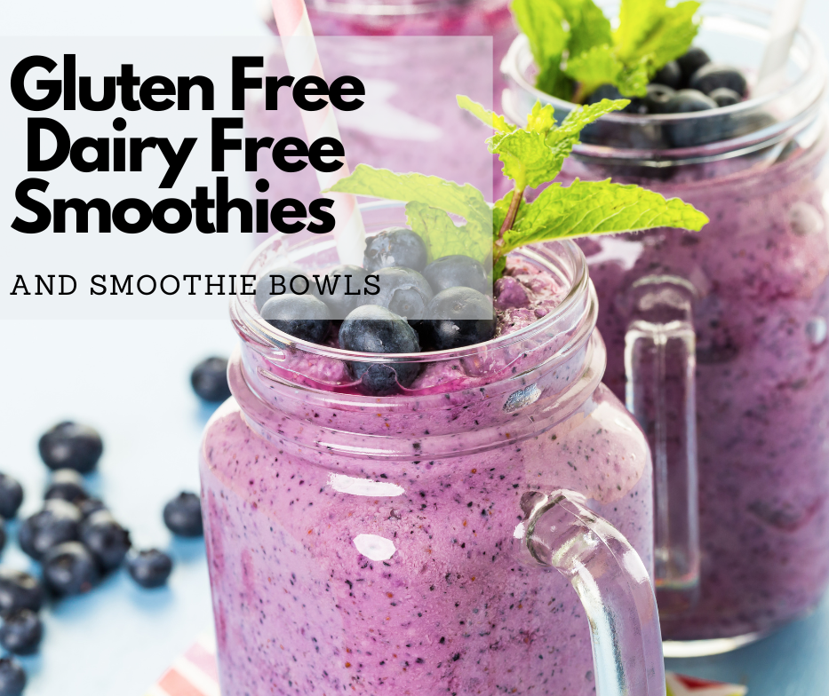 gluten free dairy free snacks of blueberry smoothies