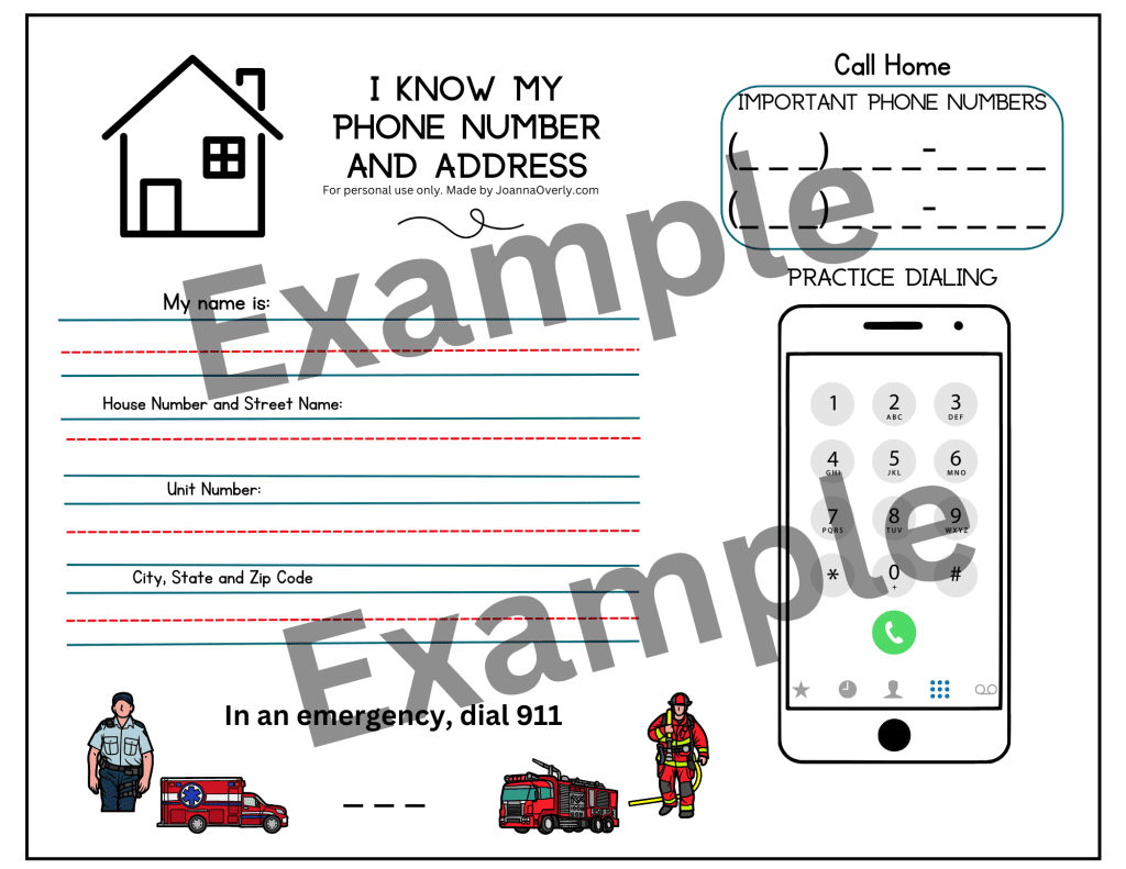 landscape page for knowing address and phone numbers with a practice dialing spot on a cell phone template