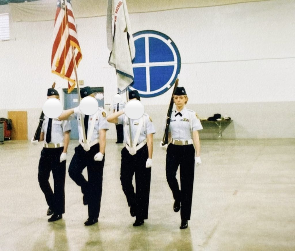 Civil Air Patrol honor guard nationals with meet Joanna Overly on the far right