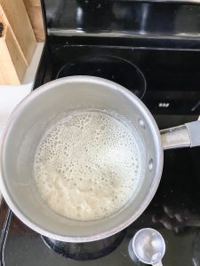 butter and flour cooking till bubbly on cook top