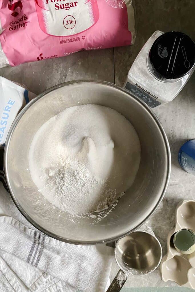 dry ingredients in medium sized mixing bowl