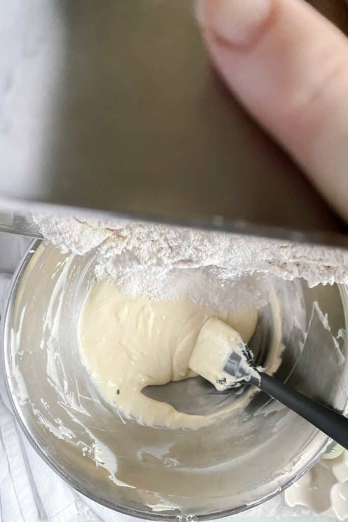 add dry ingredients into wet ingredients