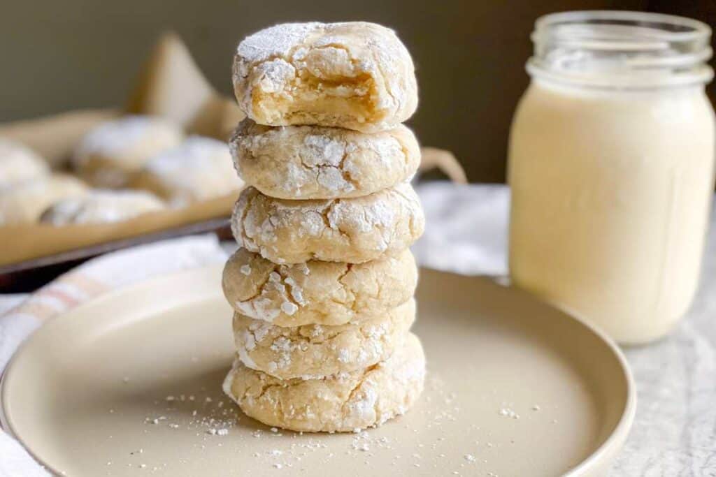 stack of gluten free gooey butter cookies on a plate