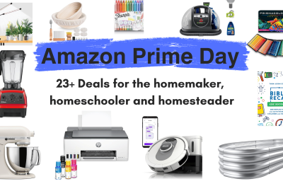 prime day deals banner with various items like a kitchen aid stand mixer, raised garden bed, prismacolor colored pencils and more