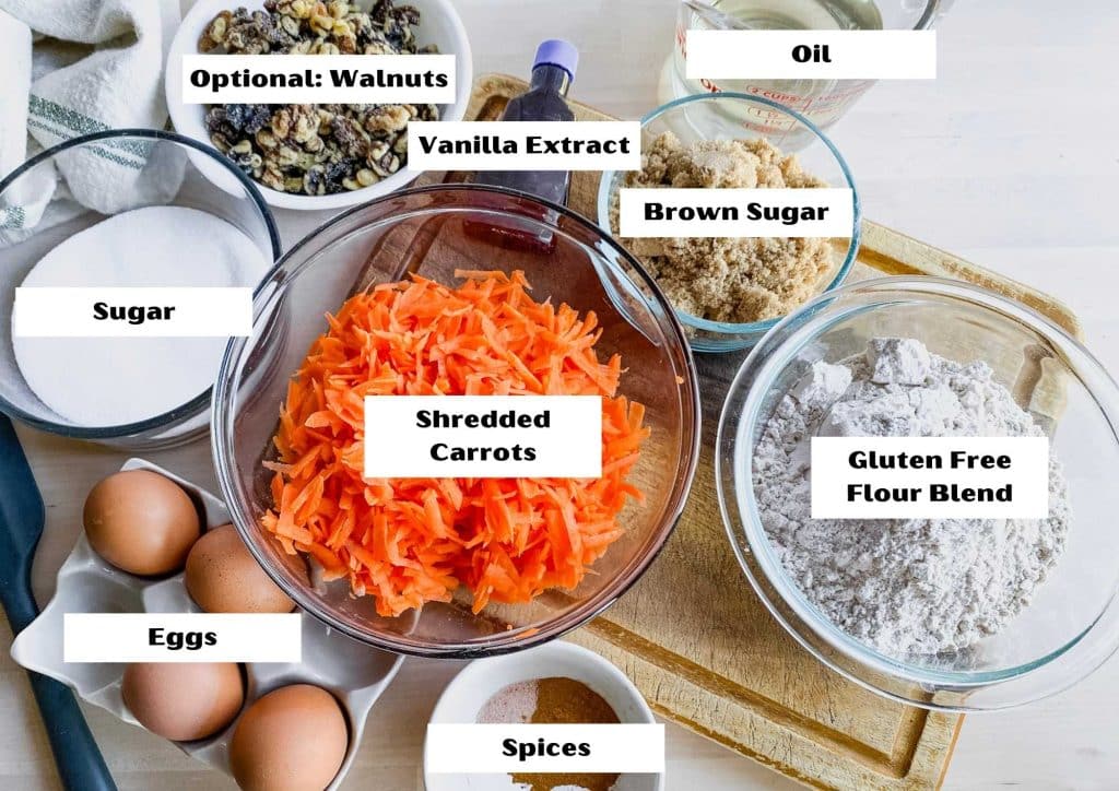 ingredients needed for gluten free carrot cake recipe