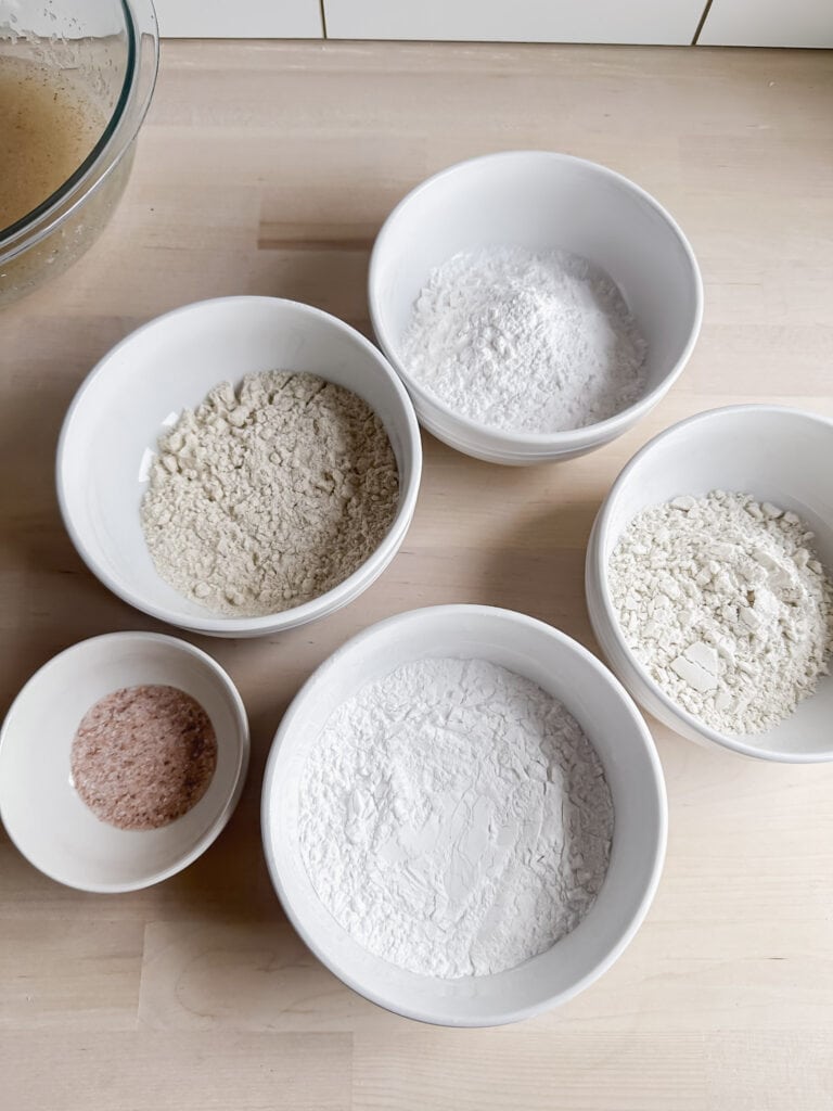 bowls of gluten free flours