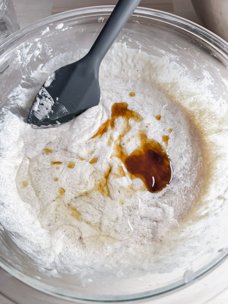 add the rest of the wet ingredients to the starter and psyllium husk