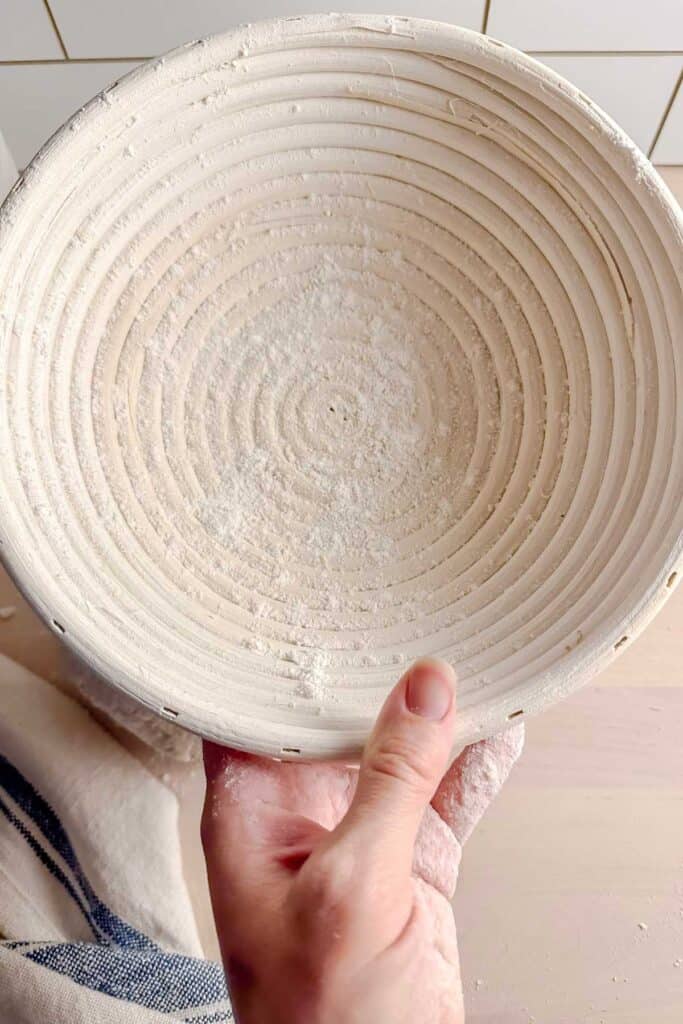 banneton basket with rice flour