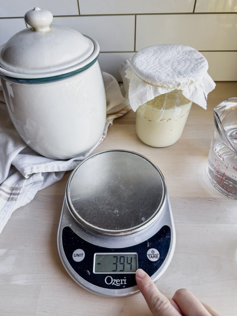 kitchen scale showing the weight difference 
