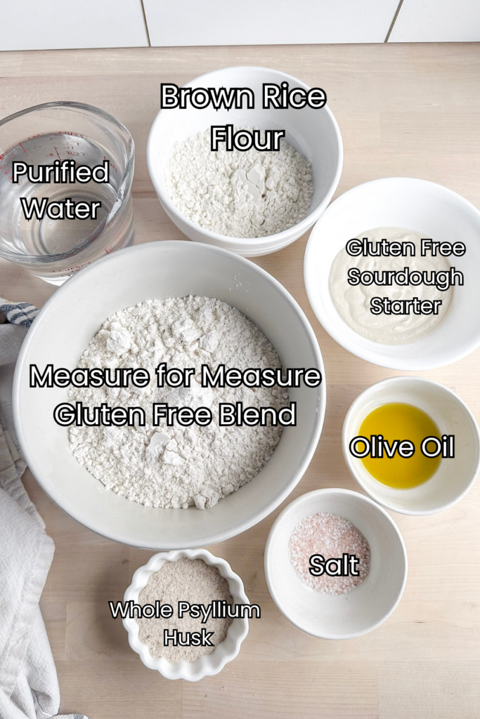 multiple bowls of various sizes holding ingredients needed for this recipe