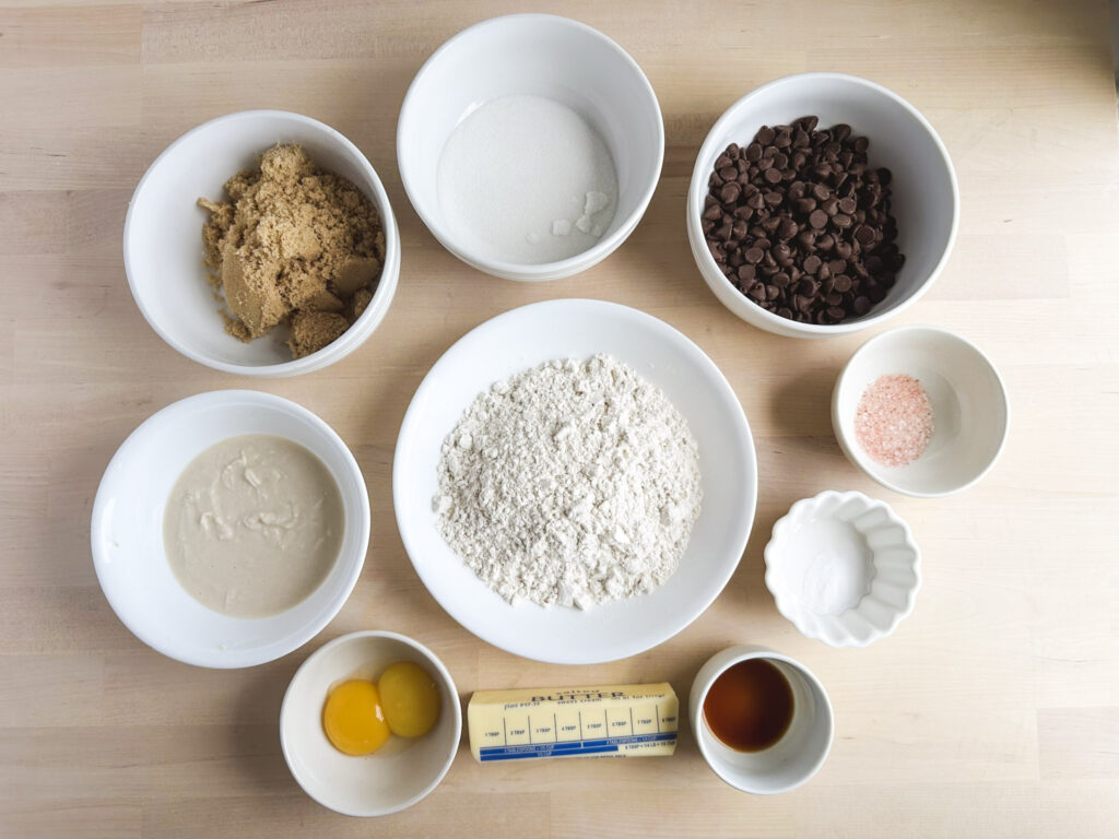 bowls of ingredients sit on a countertop 